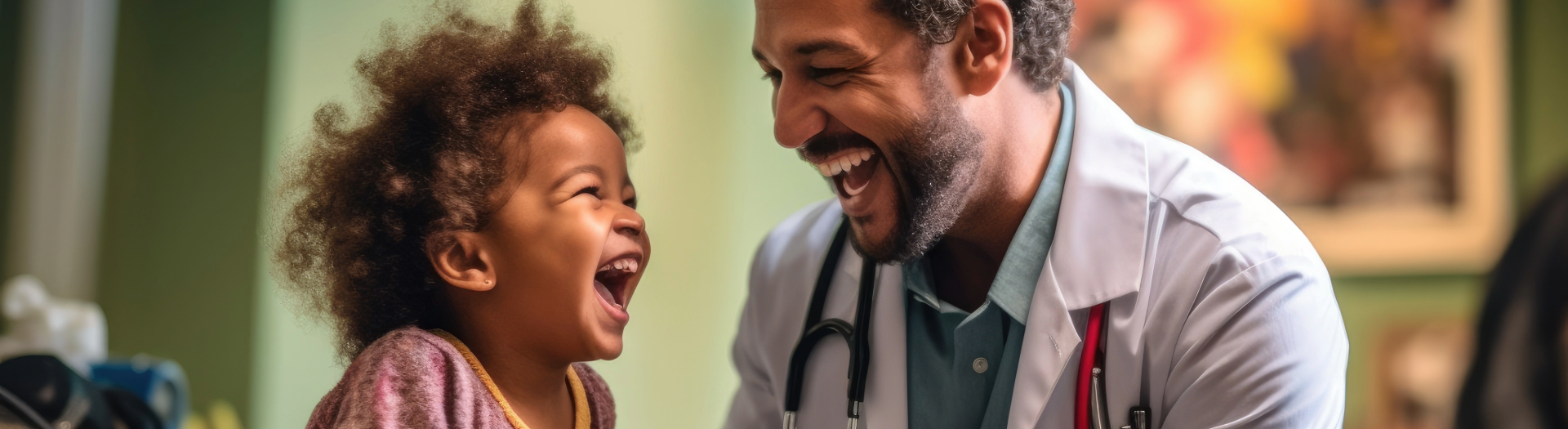 child laughing with clinician