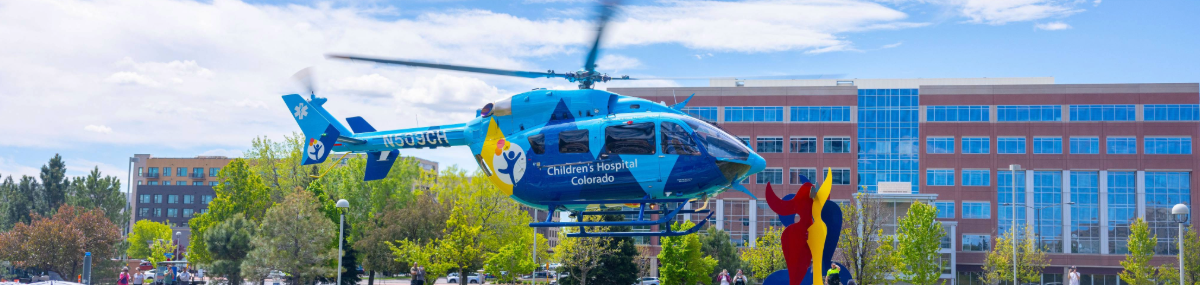 Children's One taking off from Children's Hospital Colorado Anschutz Medical Campus Children's One taking off from Children's Hospital Colorado Anschutz Medical Campus